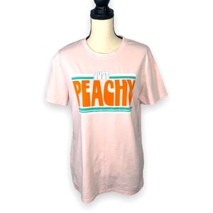 "Just Peachy" Blush Pink Graphic Tee Size Large Soft Cotton Blend